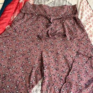Floral wide leg pants